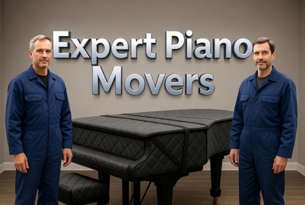 Expert Grand Piano Movers Wrap Beautiful Piano To Protect It During Move