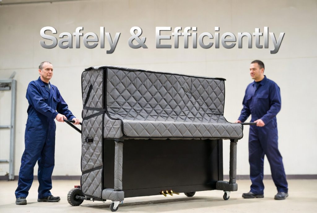 Piano Movers Use Moving Pads To Move Up-Right Pianos